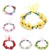 With Adjustable Ribbon Girls Floral Wreath Rose Flower Crown Bohemia Garland Bridal Halo Headpiece
