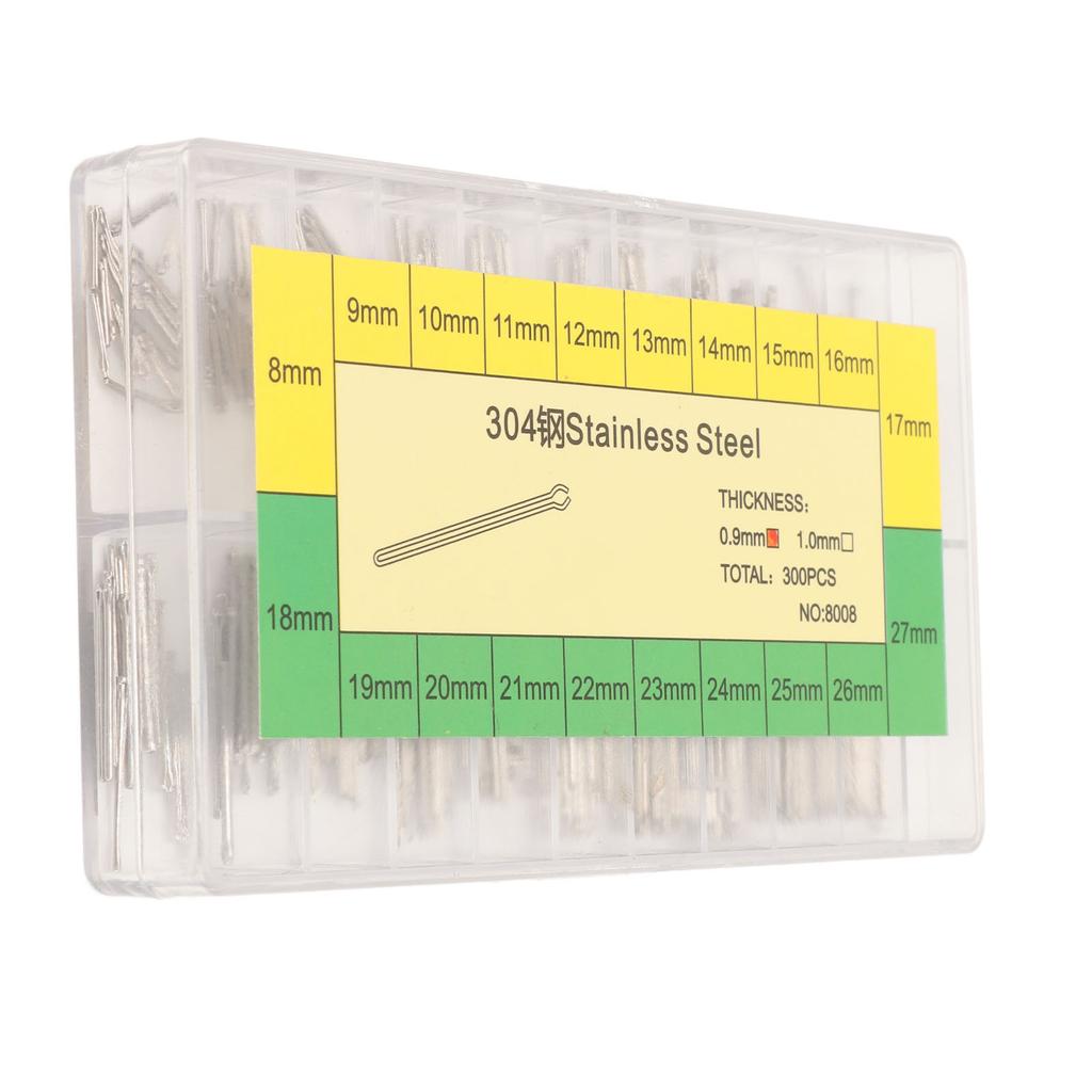 300 PCS 0.9mm Watch Band Link Cotter Stainless Steel Watch Band Strap Link Pins Assortment