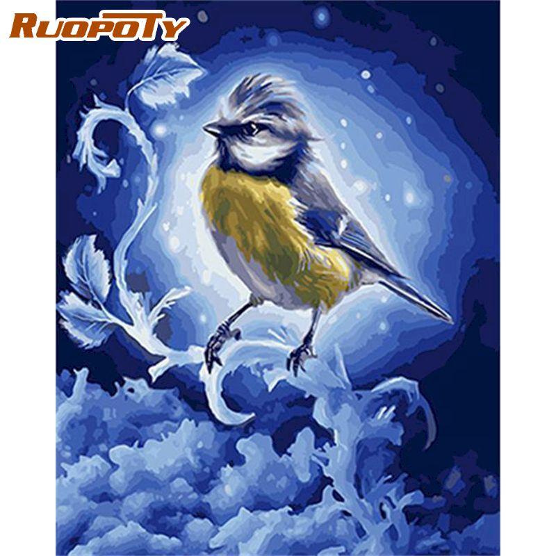 RUOPOTY Безрамная картина «сделай сам» по номерам, животные, акриловая настенная картина по номерам, холст, картина для украшения дома, искусство