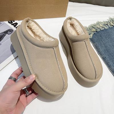 Ziyan хлопковые тапочки женские осенне-зимние бархатные утолщенные теплые снежные хлопковые туфли на толстой подошве и с одним педалем, ленивые туфли для дома