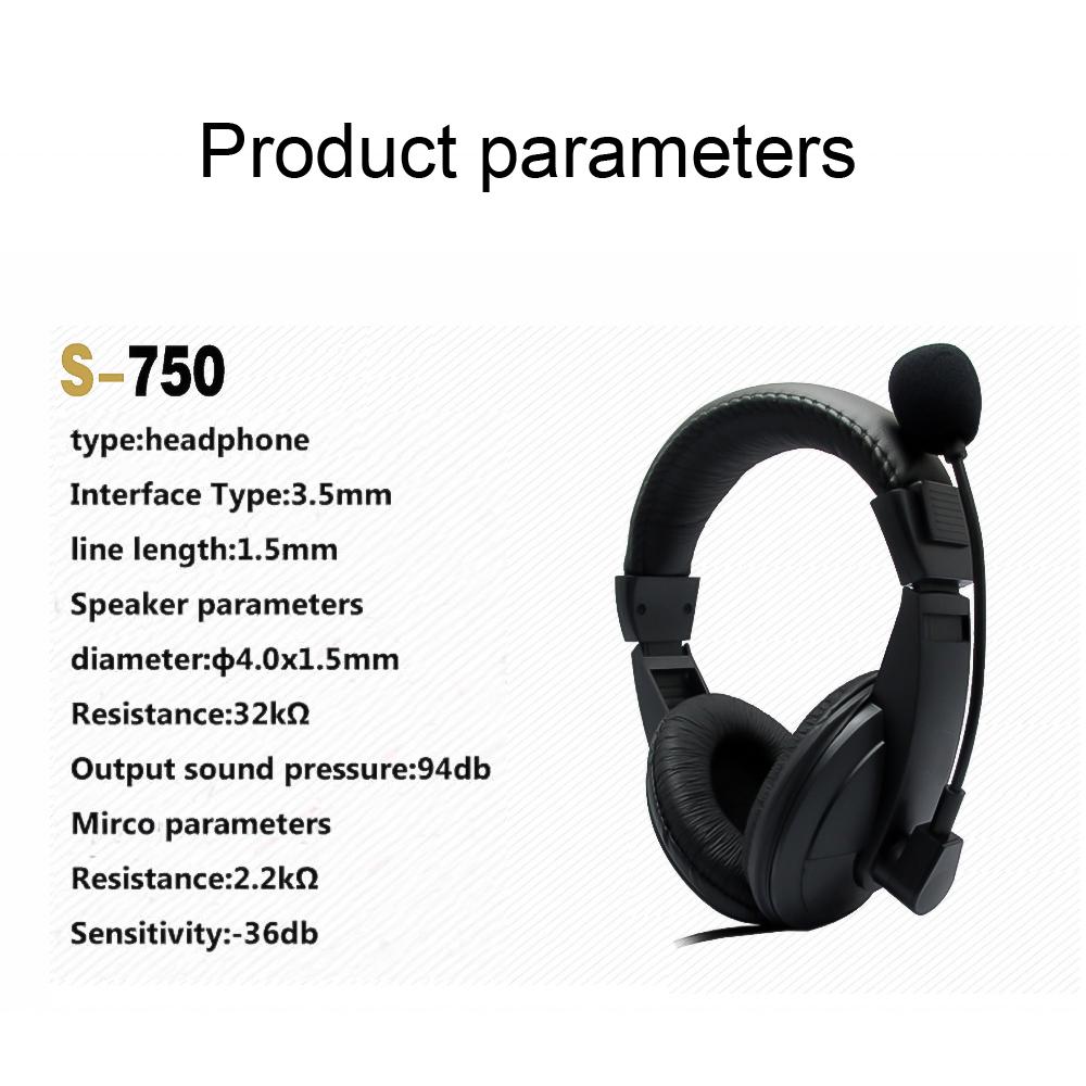 S-750 Игровая гарнитура Универсальные регулируемые складные накладные наушники 3,5 мм Проводные стереоигровые наушники объемного звучания с микрофоном для ПК, портативных компьютеров, телефонов