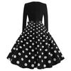 Women's Polka Dot Print Long Sleeve Dress Cutout Party Casual Square Neck Dress