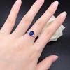 Женское Сапфировое Кольцо с Овальным Муассанитом 1.5ct на Четырех Лапках из Платины PT950 - Лапки Надежно Держат Овал, Синий + Платина, Роскошная Элегантность