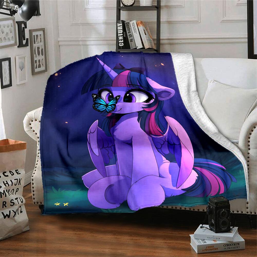 Purple Alicorn Butterfly Dark Starry Sky Print Flannel Blanket Soft Warm Throw Blanket For Sofa Bedroom