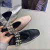 Fashion Women Slippers 2025 New Flat Mules Shoes Square Toe Crystal Sandals Summer Elegant Slippers Woman Casual Baotou Slides Women