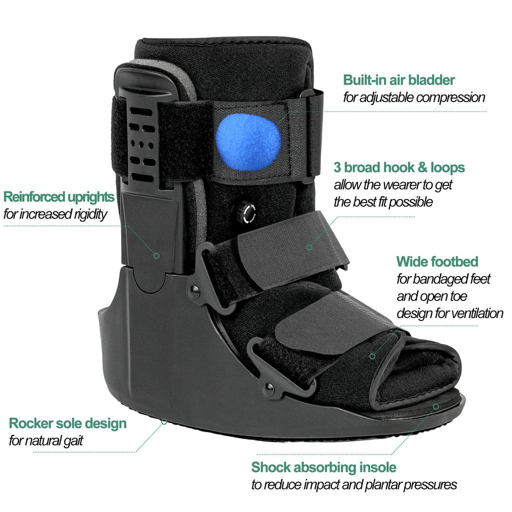 Air Walking Boot Fracture Boot Short Walker Protective Boot Fits Left or Right Foot Ankle for Injuries Fractures Sprains