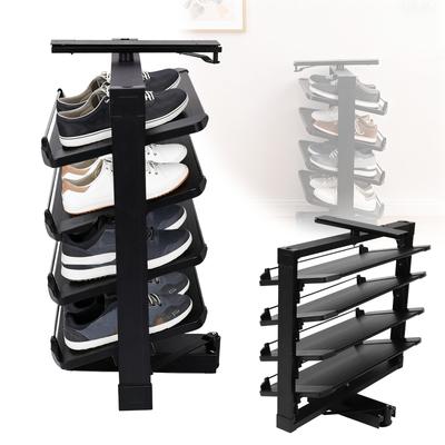 Металлическая обувница, вращающаяся на 360°, выдвижной обувной шкаф, полки для обуви с регулируемой высотой, многоярусная для эффективного хранения