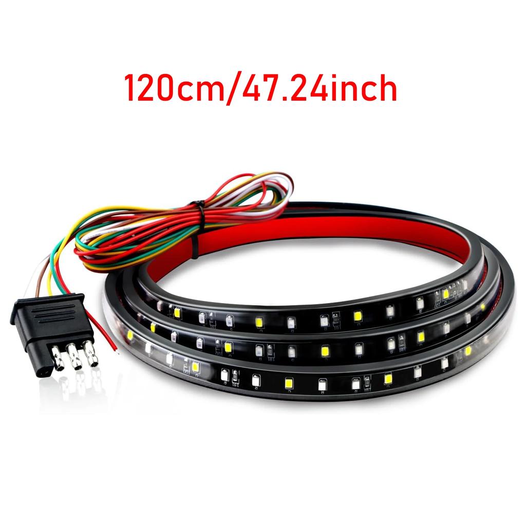 47/60" Truck Tailgate Light Bar 108 LED Single Row Light Strip with Red Running Brake Lights Turn Signal White Reverse Light