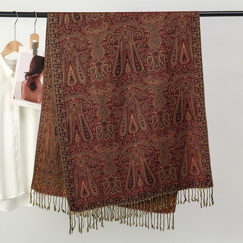 Boho Chic Tassel Scarf Women Long Wrap Shawl With Jacquard Lightweight Versatile All-Season Accessory
