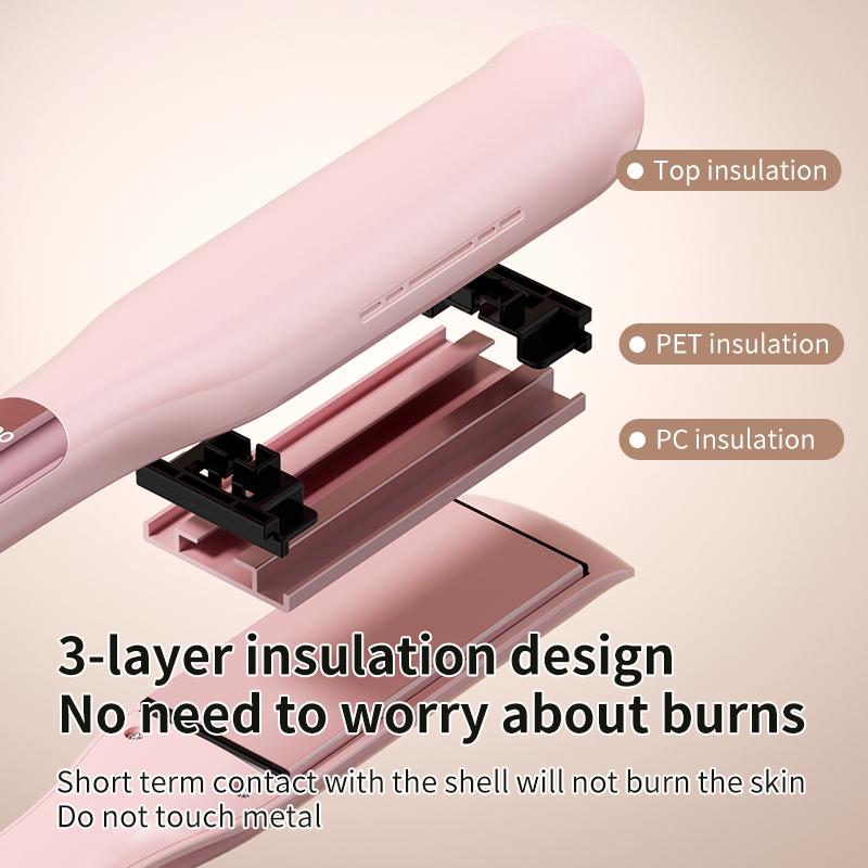 2-in-1 Hair Straightener Curling Iron Ceramic Plate Negative Ion Wide Plate Temperature Adjustable Hair Straightener