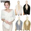 Winter Warm Faux Fur Wedding Dress Shawls Soft Plush Shawls for Performance/Party Retro Long Shawls Windproof Cold-proof Wide Scarves