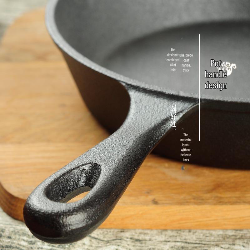 Старомодная чугунная мини-сковорода с плоским дном — толстая, с антипригарным покрытием, подходит для стейковых, газовых и индукционных плит