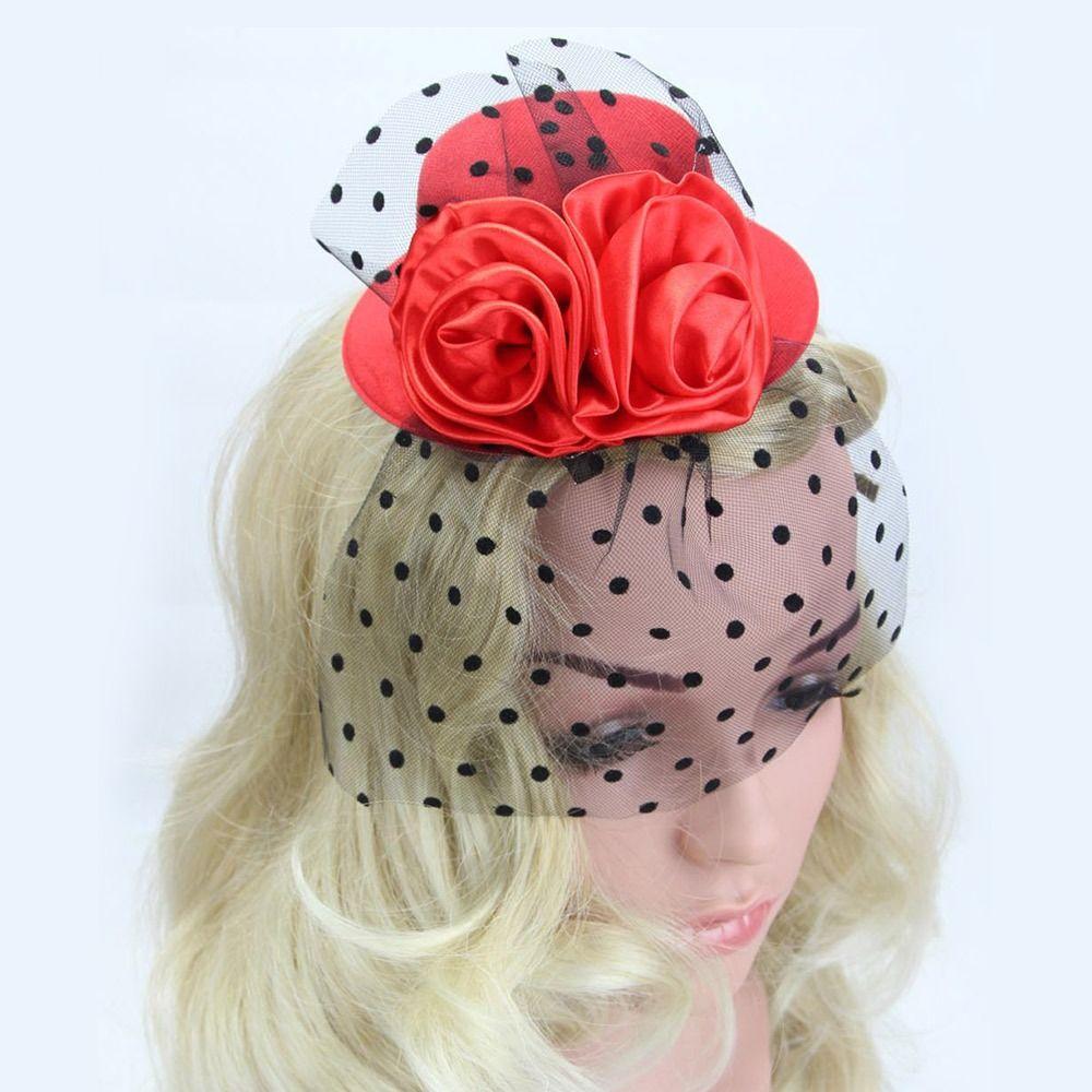 Accessories Small Hat Headband Floral Hair Cap Headdress Flower Fascinator Hat Floral Mesh Veil