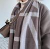 Nordic Niche Women's Geometric Jacquard Pure Wool Scarf - Autumn/Winter Thick Warm Shawl for Couples
