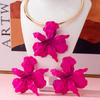 Персонализированный Преувеличенный Подвеска-Цветок Ожерелье Серьги Набор Женская Мода Уличная Съемка Неправильной Формы Лепестки Ювелирные Изделия