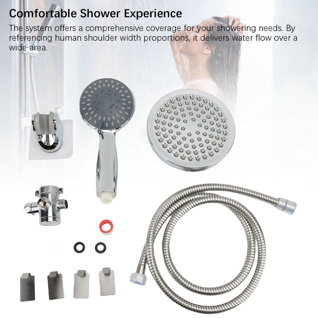 Shower System Rain Showerhead Handheld Spray Set Stainless Steel 3 Functions Large Coverage Area 5 Layer Polished for Bathroom