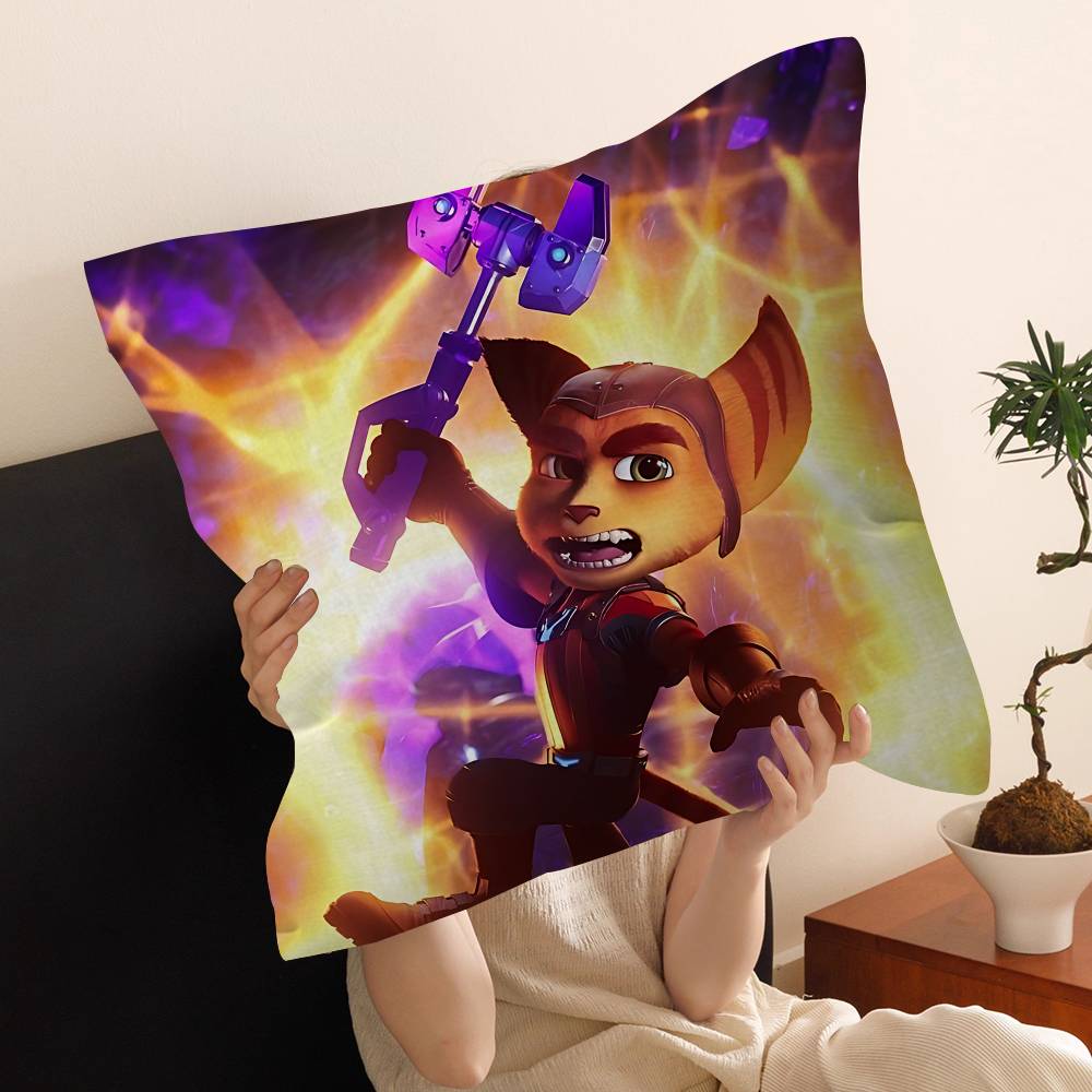 Ratchet N Clank Мультяшный Фан-арт Персонализированная Наволочка Детская Спальня Дизайн Дикой Вечеринки Наволочка Подарок на День Рождения Ребенка