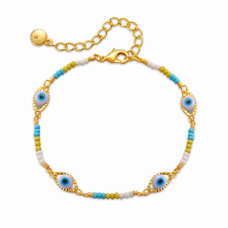 ANENJERY Красочные маленькие бусины, браслет с глазурью и глазками для женщин, браслет, ювелирные изделия для вечеринки, дня рождения, в этническом стиле