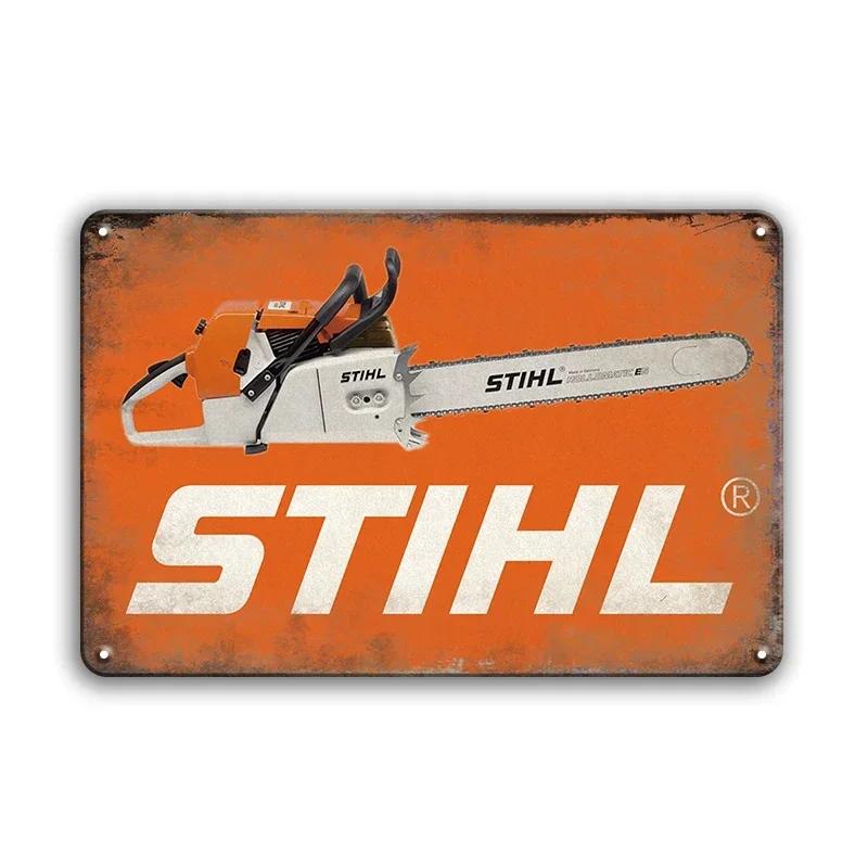 Ретро Инструмент Бренд Stihl Металлическая Жестяная Табличка Винтажная Тарелка Винтажная Табличка Для Мужской Пещеры Домашнего Бара Кафе Гаража Мастерской Клуба Настенный Декор