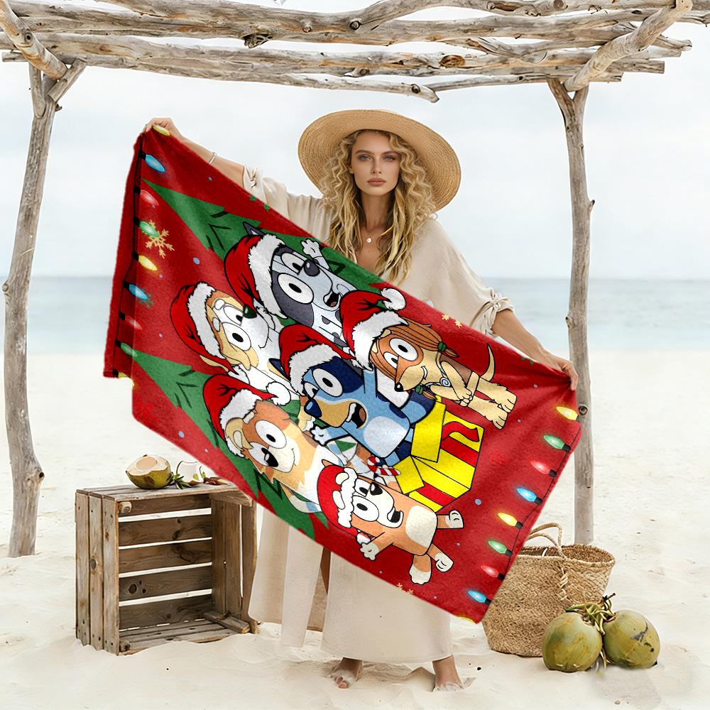 Bluey's Adventure Day Beach Towel Super Soft & Absorbent Comfortable Lightweight Perfect for Traveling Yoga Camping and Swimming