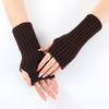 Autumn Winter Fashion Warm Fingerless Solid Color Ribbed Knitted Short Gloves Short Knitted Striped Gloves for Warmth Gloves