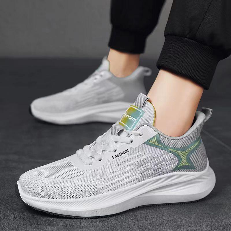 Men's Sports Shoes 2025 Summer New Running Shoes Men's Flying Woven Breathable Casual Trendy Shoes Men's Shoes