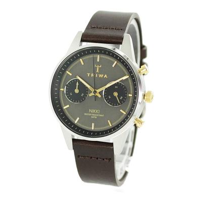 Часы TRIWA Scandinavian Brand AQUATIC NIKKI Dual Time из органической кожи цвета дымчато-серый, темно-коричневый [TRIWA] Женские NKST103-SS010412 [Товар]