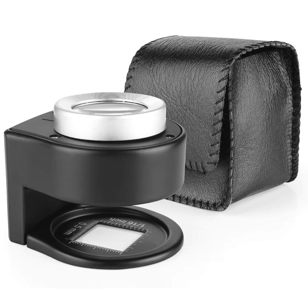 30X Coin Jewelry Loupe Magnifier with LED UV Light Desktop Portable Metal Scale Magnifing Glass For Textile Tool Currency Stamps