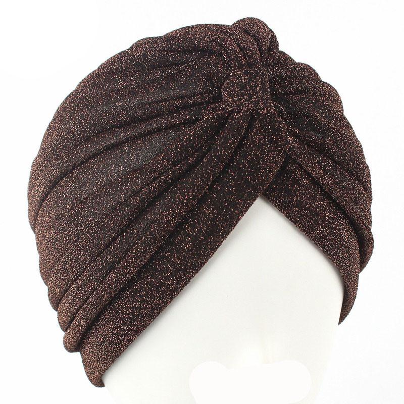 Cap Chemo Golden Bright Hat Baotou Headscarf Silk Indian Hat Turban Cap Muslim