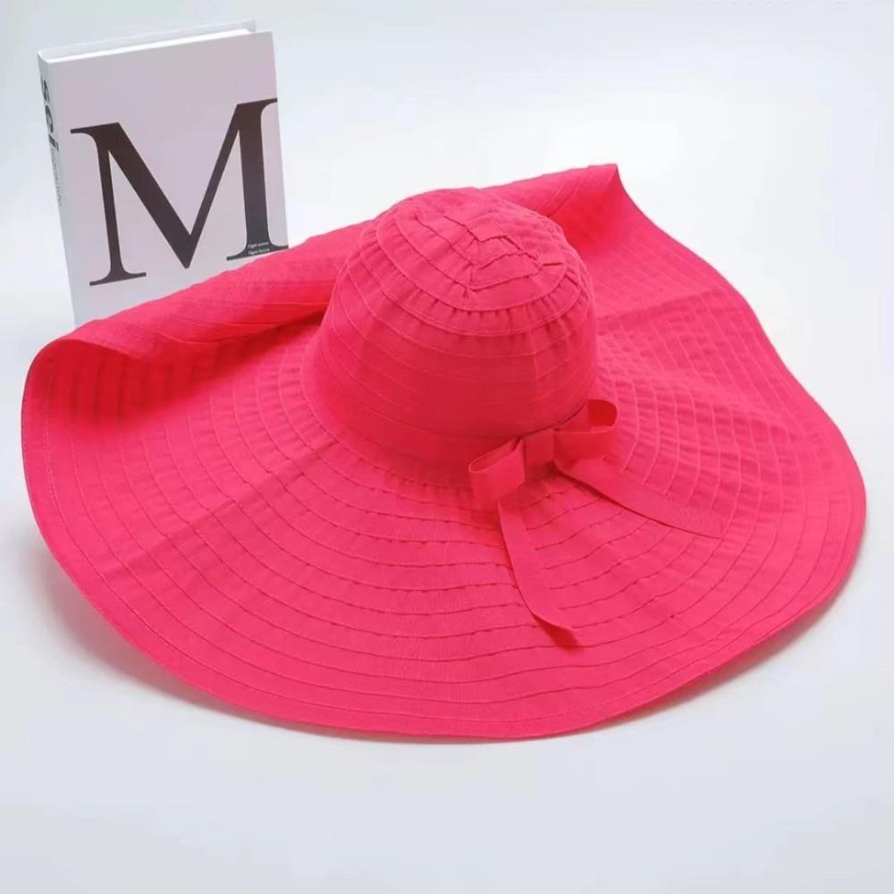 UV Anti DIY Moldable Wide Brim Hat Bowknot Women Sun Hat Simple Plastic Bucket Hat  Famale