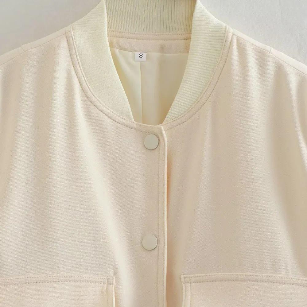 Женская мода с карманом куртка-бомбер пальто осень/зима винтажная с длинными рукавами на пуговицах спереди повседневная бейсбольная куртка шикарный топ