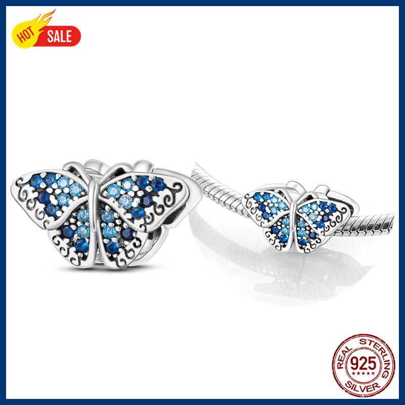 100% S925 Sterling Silver Firefly Charms Evil Eye Hot Air Balloon Blue Charms Fit Original Bracelet DIY Jewelry Making