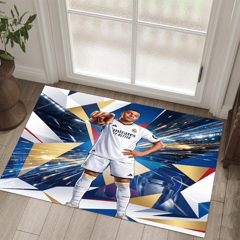 Kylian Mbappe Design Crystal Velvet Carpet Cozy Non?Slip Printed Rug For Bedroom Living Room Entrance
