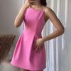 Летнее повседневное короткое платье без рукавов с квадратным воротником, элегантное облегающее однотонное платье-камисоль