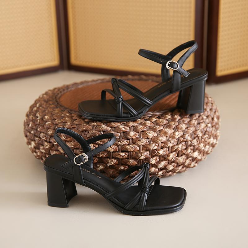 Дизайнерские летние женские сандалии на толстом высоком каблуке, модные женские сандалии для улицы, для вечеринки, для платья, гладиаторские