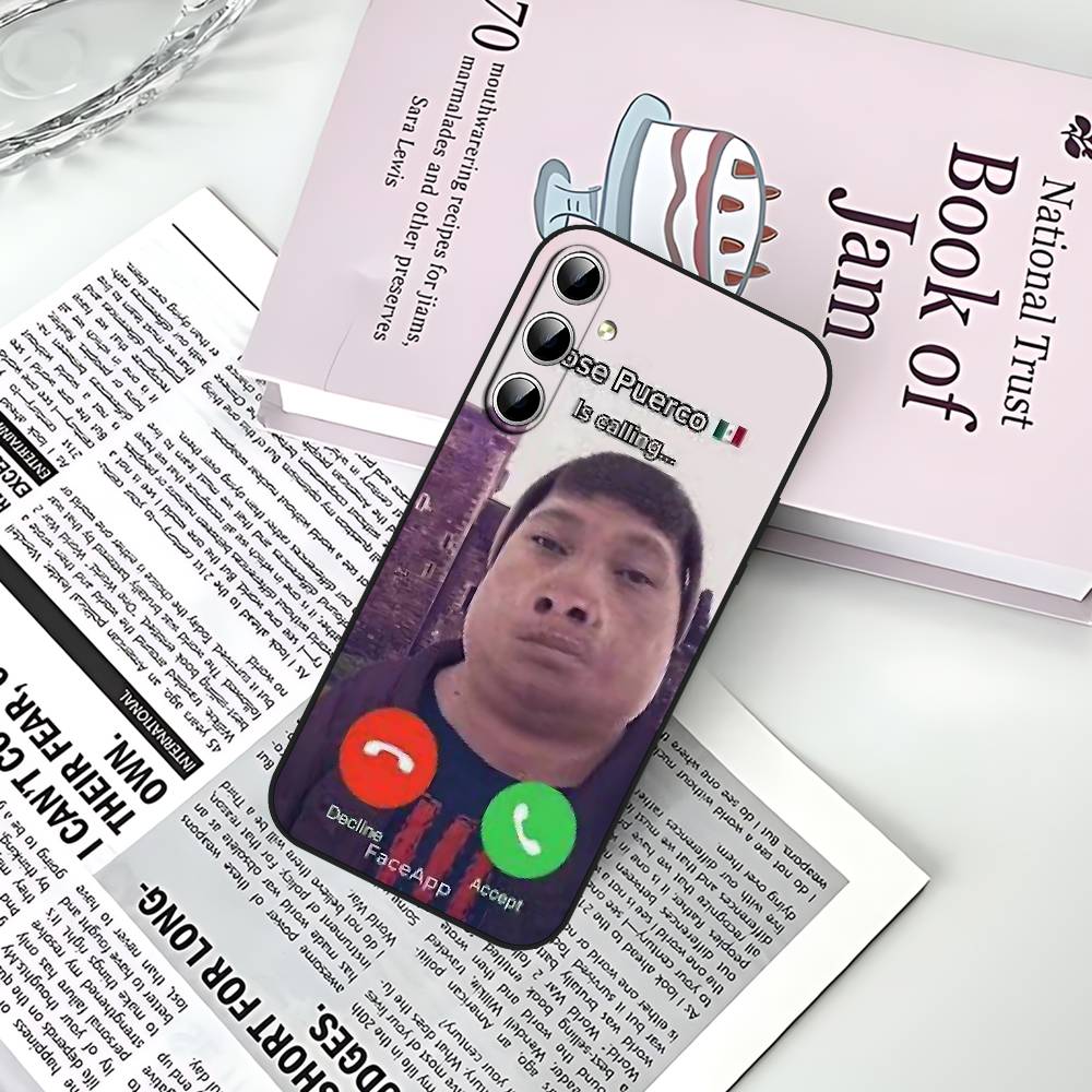 John Pork Звонит Чехол для телефона с функцией ответа на звонок Для Samsung Galaxy S21 S22 S23 S24ULTRA S25ULTRA FE Ultra Plus5G A52S S26 Мягкий чехол