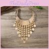 Fashionable Style Ethnic Multi Layer Tassel Design Women Metal Necklace Collar