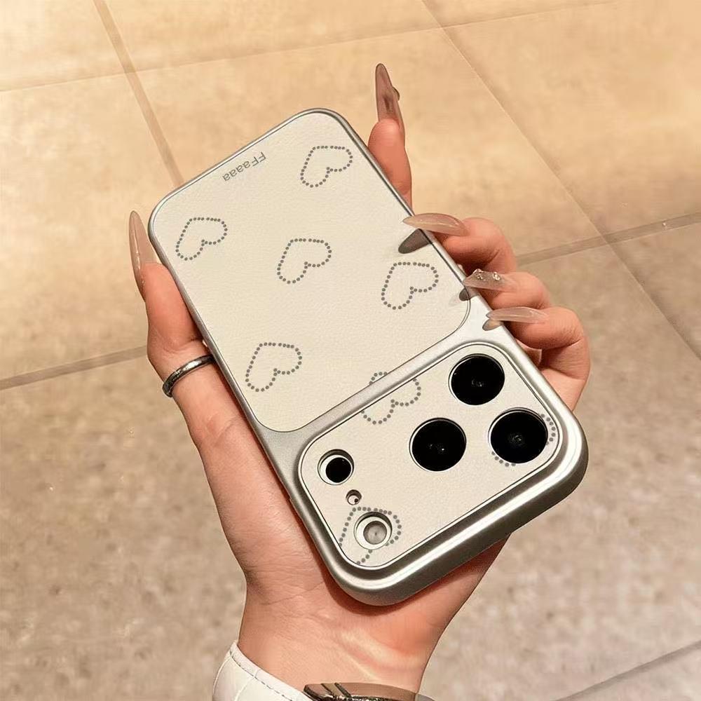 Высококачественная кожаная наклейка-сердечко для Apple 17 Pro Max, 16, 15, 14, 13 Чехлов Corning