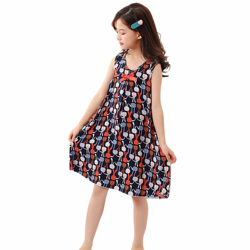 Летняя хлопковая ночная сорочка без рукавов для девочек - Пижамы для мамы и дочки в одном стиле