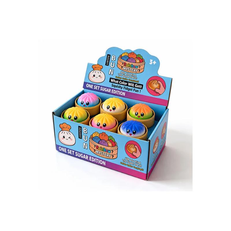 Galusti 6-Pack Rainbow Bun Squishy, Limited Edition, Scented Antistress Mystery Dumpling, Age 6+