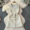 Summer Women Sweet Sleeveless Plaid Tweed Office Work Party Mini Short Vest Dresses