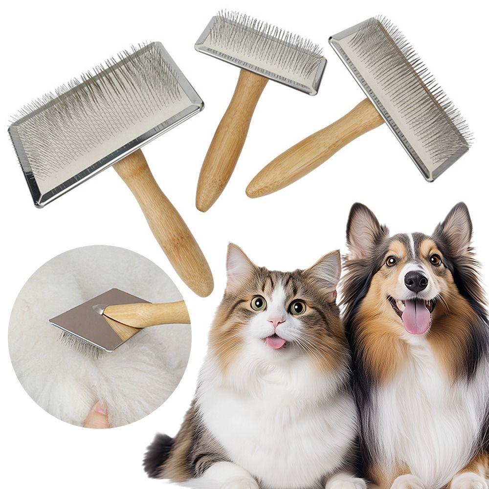 Металлическая расческа для удаления шерсти домашних животных с эргономичной ручкой, щетка для собак, пуходерка для кошек, открывающаяся с помощью узла