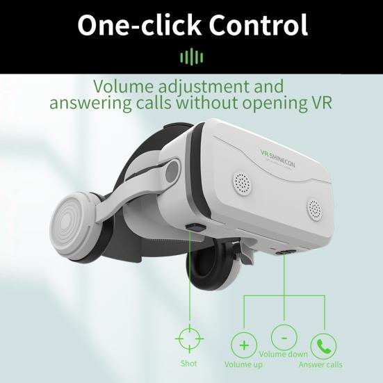 VR Glasses Adjustable 100-Degree Viewing Angle Stereo Sound Ultra-Clear Lens One-click Answer Watch Video Virtual Reality Goggles 3D Glasses