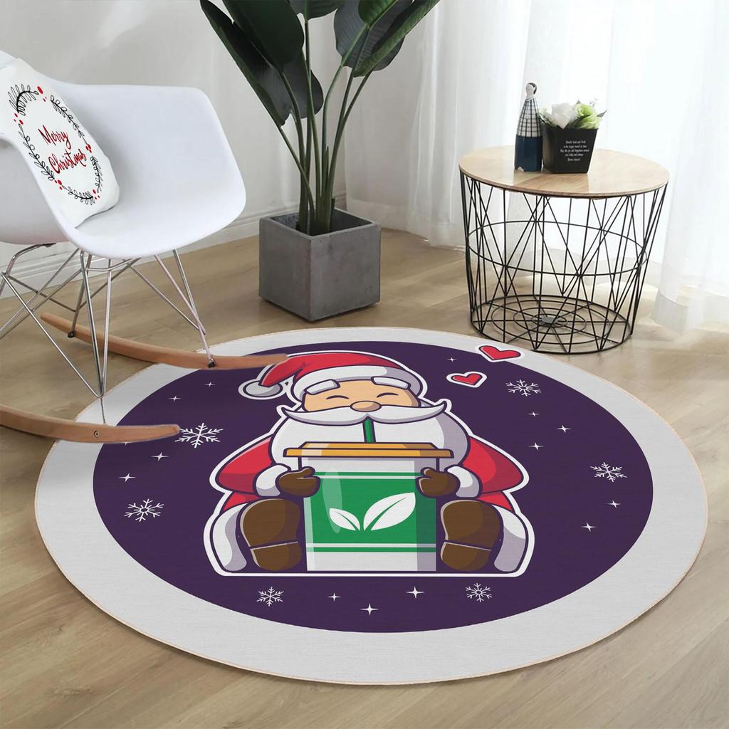 Рождественская концепция Декоративный тонкий машинный тканый хлопок Нескользящая основа Моющийся ковер для комнаты
