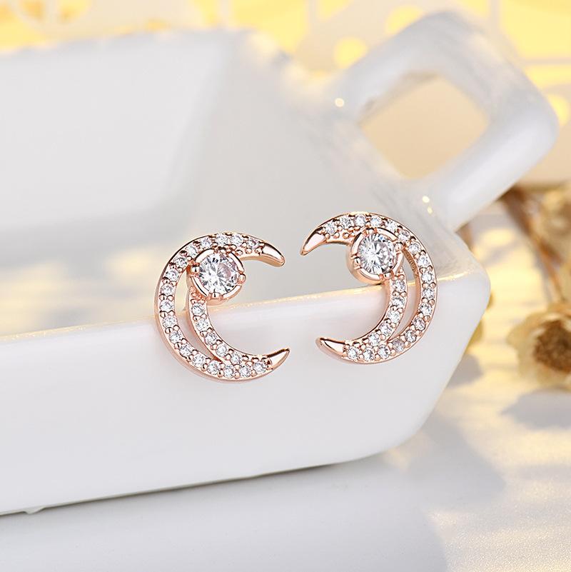 Новый нишевый дизайн серьги-луны с полным бриллиантом высококлассные легкие роскошные золотые серьги