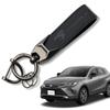 Genuine Leather Car Keychain for Toyota Harrier 80 60 and 30 Key Ring with Car Debossed Carabiner Comfortable To the Simple and Black [MiJuduo]