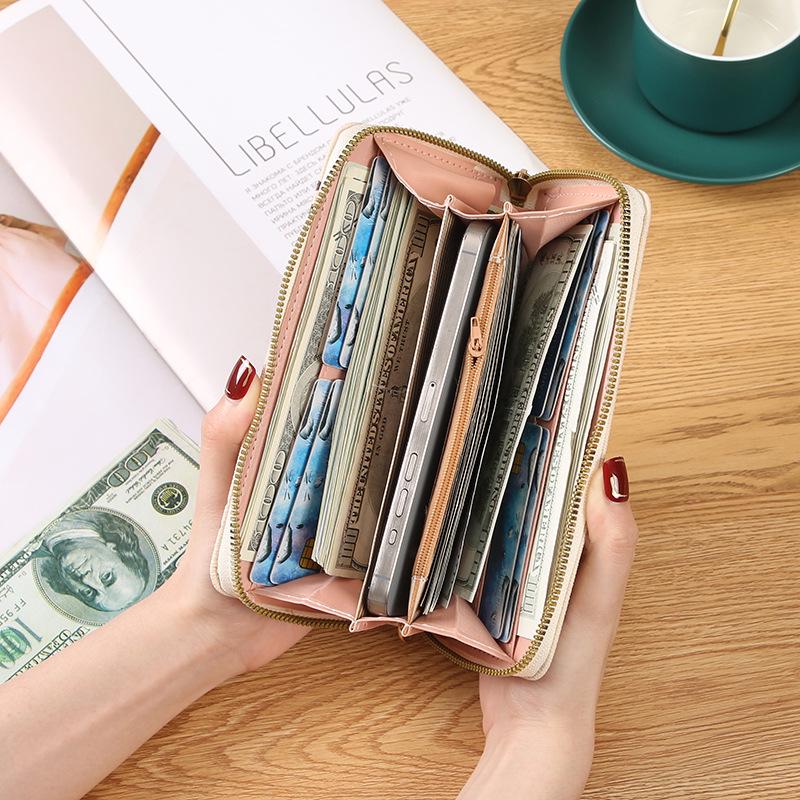Женский длинный кошелек 2025: Многослотовый кошелек для карт, Кошелек для монет, Зажим для денег, Клатч на молнии, Держатель для телефона.