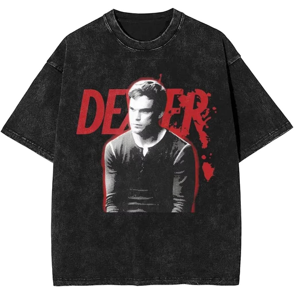 2026 Новый Dexter Morgan Edition Средний палец Ретро Модный Винтажный Стиранная Футболка Летние Y2K Топы Хлопок Мужские Женские Футболки с коротким рукавом