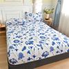 Twin Fitted Bed Sheet with Elastic Blue Flower Printed Bed Cover Single/Queen/King Bed Linen Reactive Printed Mattress Cover 180