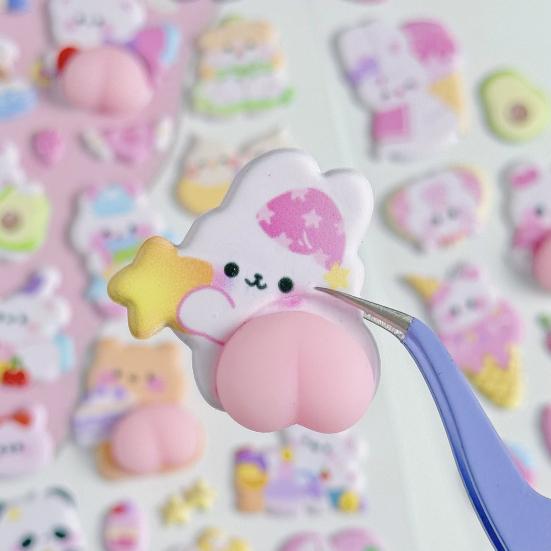 Милые 3D Пухлые Наклейки Каваи 3D Пузырчатые Поролоновые Наклейки Пухлые Сквиши Наклейки с Мишками и Зайчиками для Чехла Телефона Блокнота Скрапбуков DIY Поделок